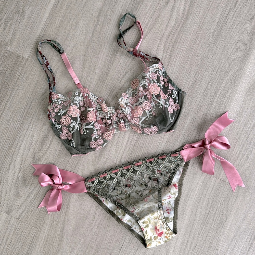 NWOT ZINCO IN SWAROVSKI BRA AND PANTY, 36C/S